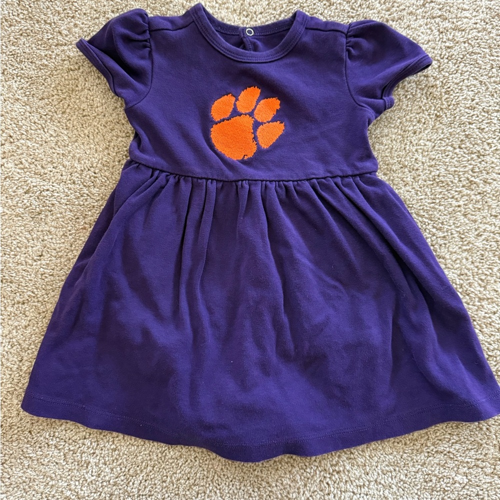 Primary Purple Dress with embroidered Clemson Paw